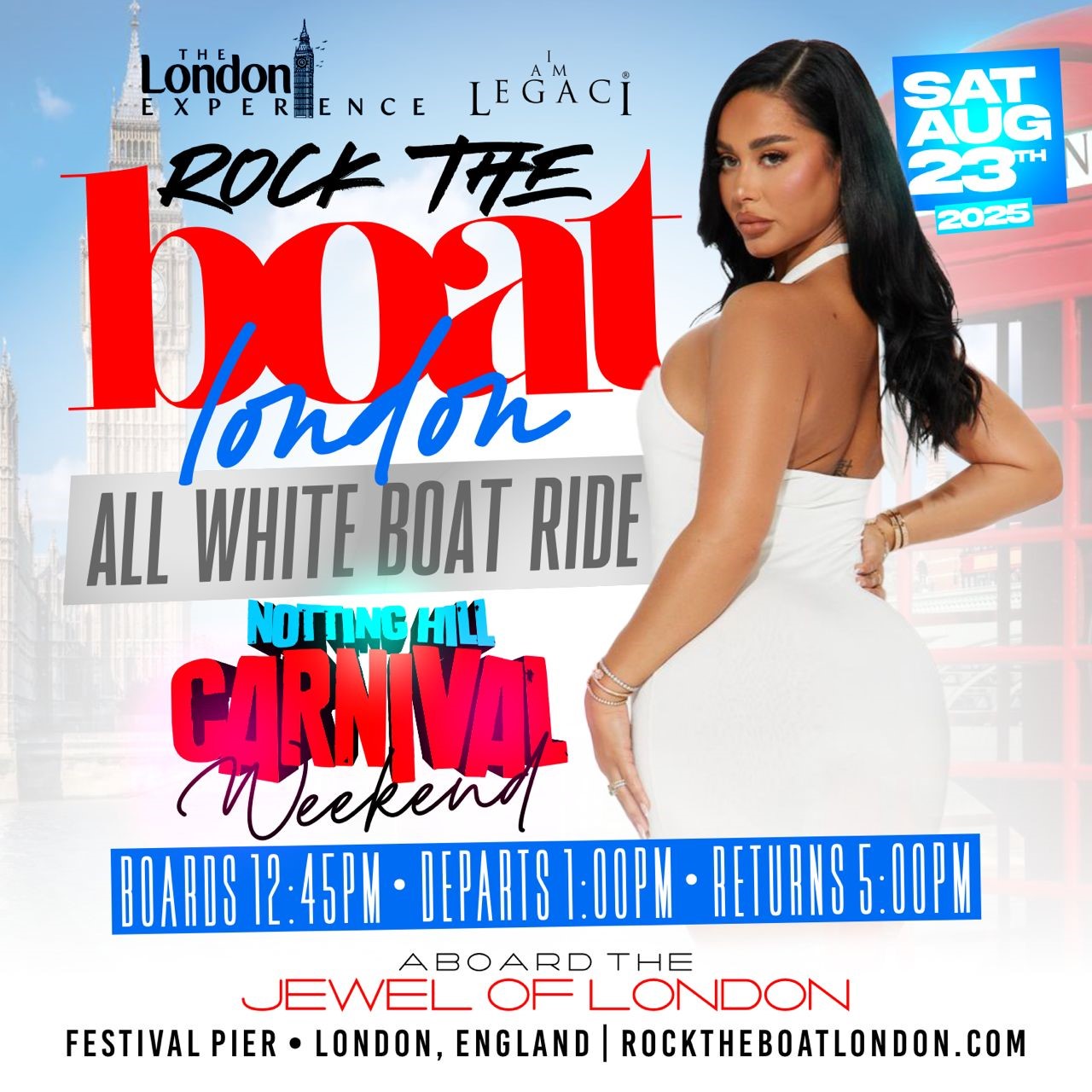 ROCK THE BOAT LONDON ALL WHITE BOAT RIDE PARTY | NOTTING HILL CARNIVAL 2025